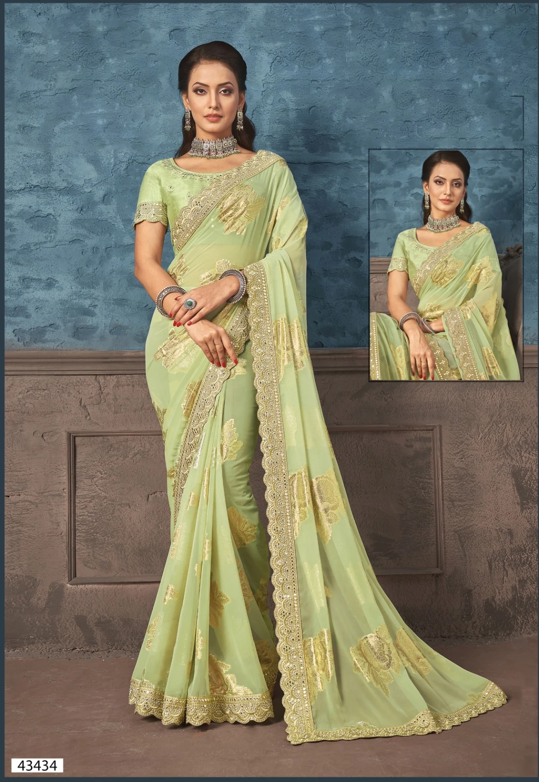 Mahotsav Maanika Georgette Wholesale Designer Saree Catalog — Wholesale Sarees, Mahotsav wholesale from Surat - Gallery Image 5